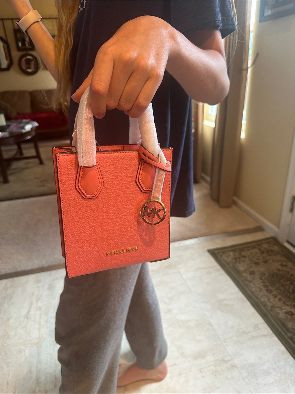 Michael Kors Mercer XS Shopper Tote-Grapefruit (Pink) - Picture 9 of 10